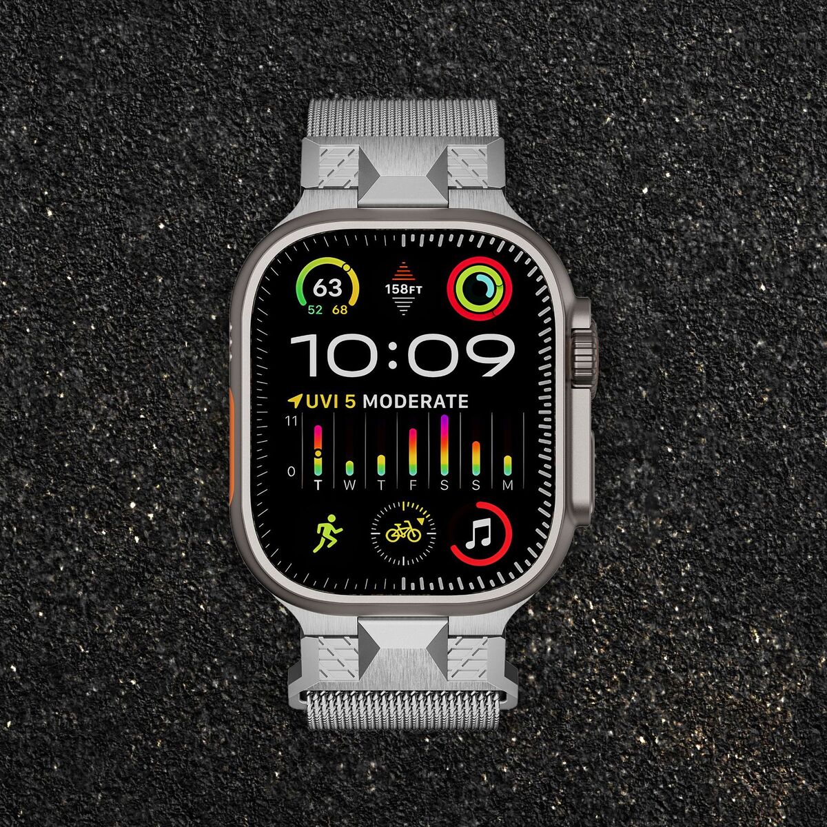 Mecha Stainless  Steel Milanese Loop Band For Apple Watch
