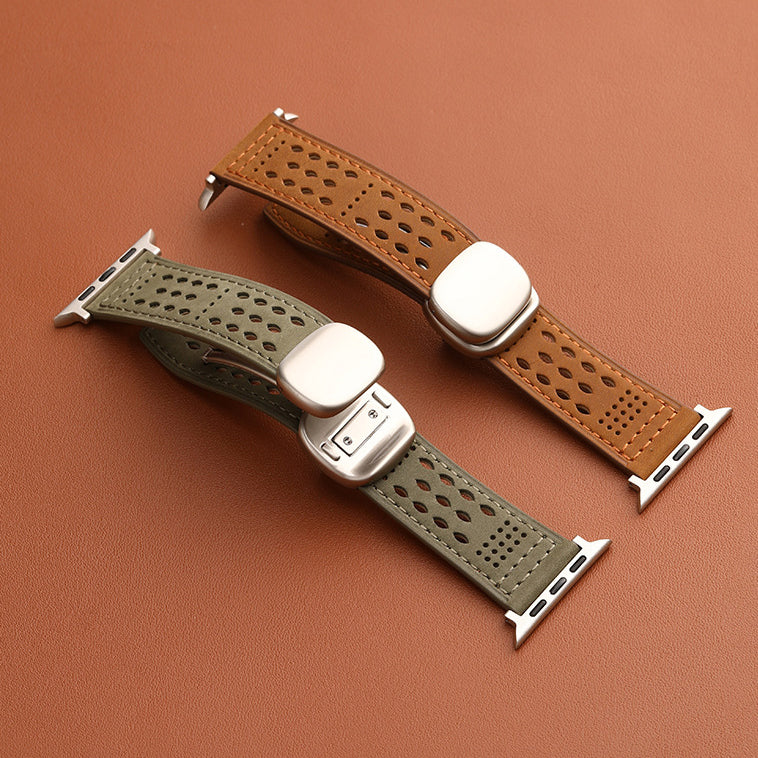 Breathable Leathe Magnetic Band For Apple Watch