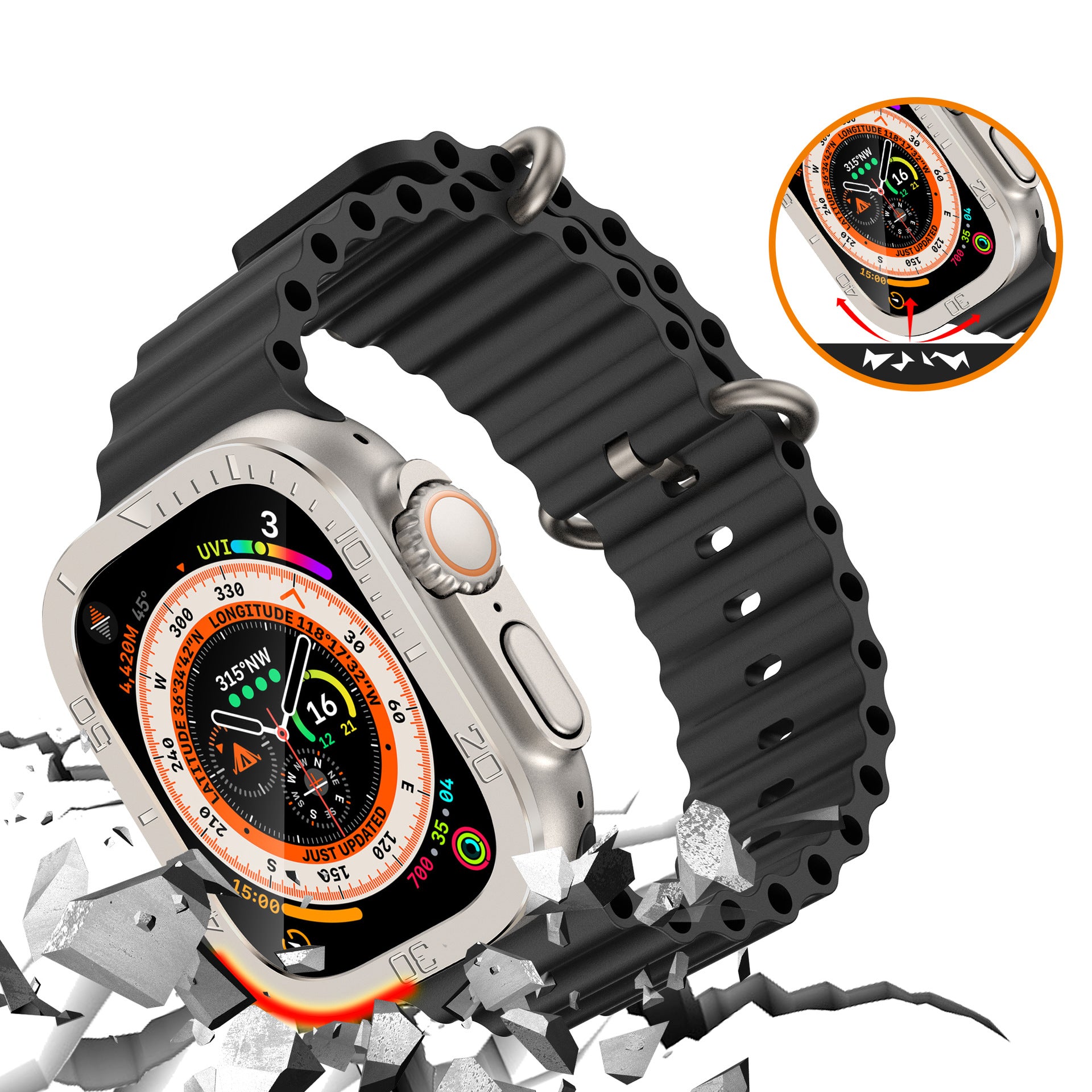 Tempered Glass Screen Protector Full Coverage For Apple Watch Ultra