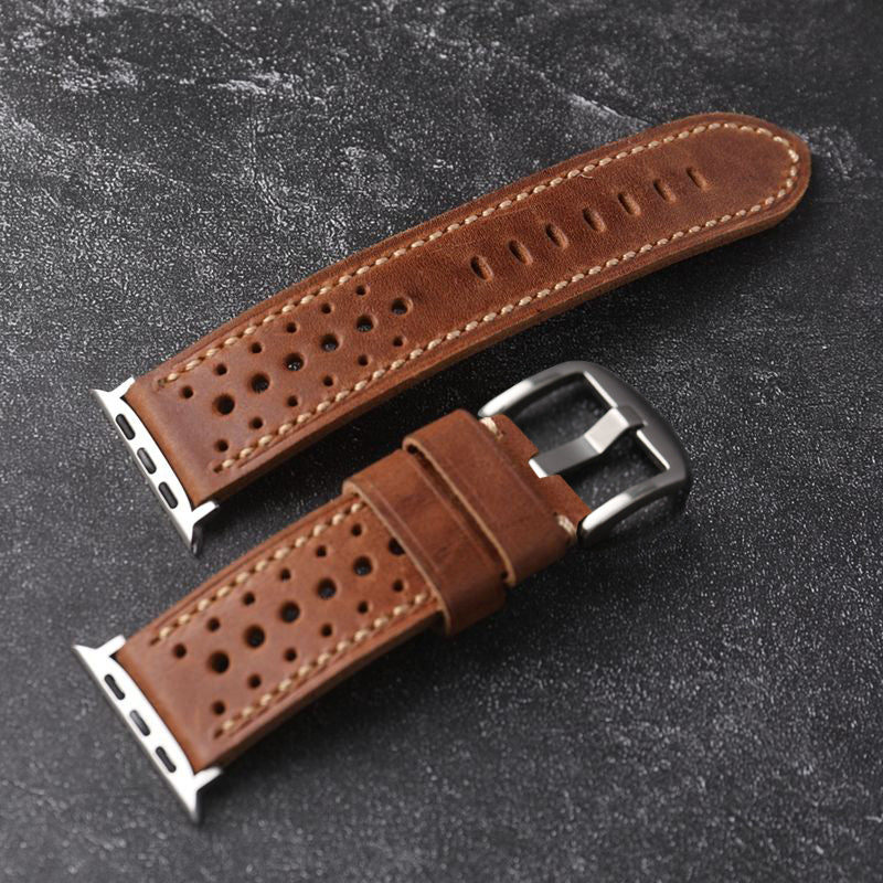 Handmade Cowhide Leather Vintage Watchband For Apple Watch