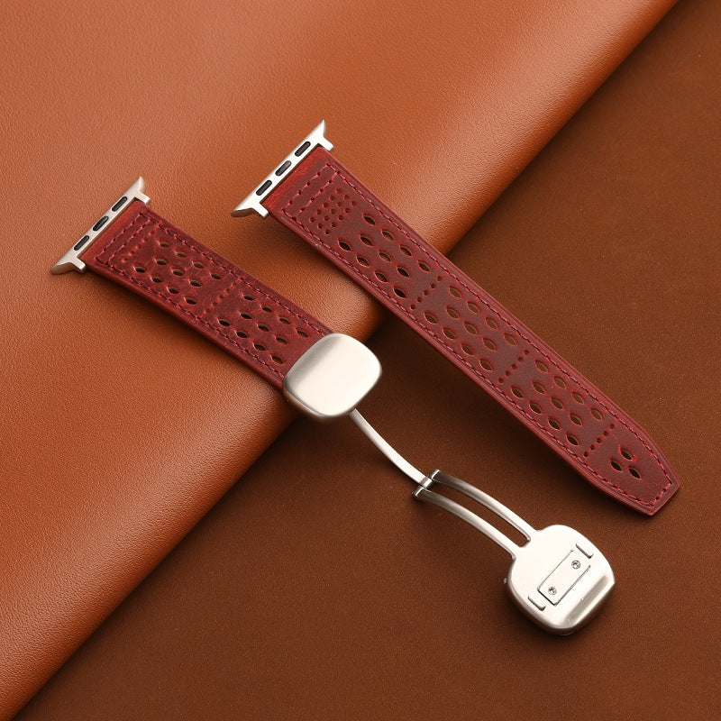 Breathable Leathe Magnetic Band For Apple Watch