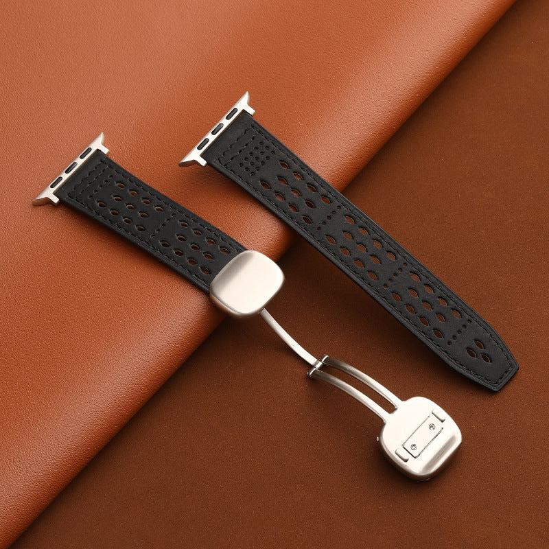 Breathable Leathe Magnetic Band For Apple Watch