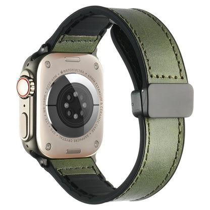 Waxed Leather Magnetic Clasp Strap for Apple Watch Band