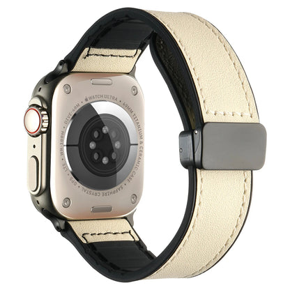 Waxed Leather Magnetic Clasp Strap for Apple Watch Band