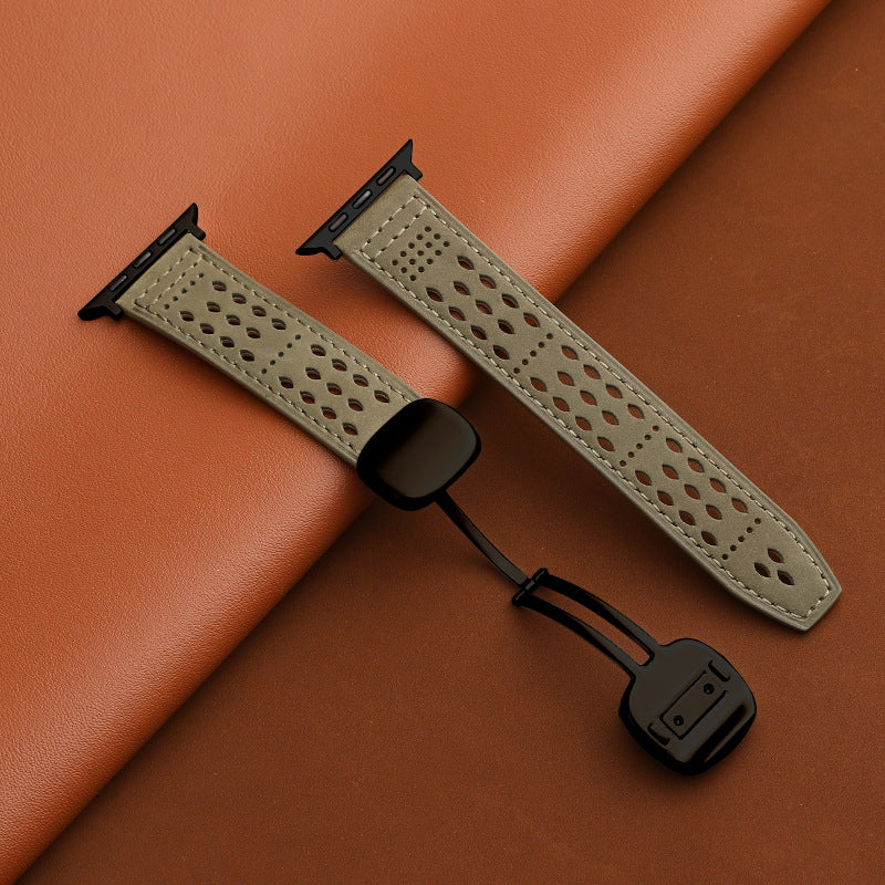 Breathable Leathe Magnetic Band For Apple Watch