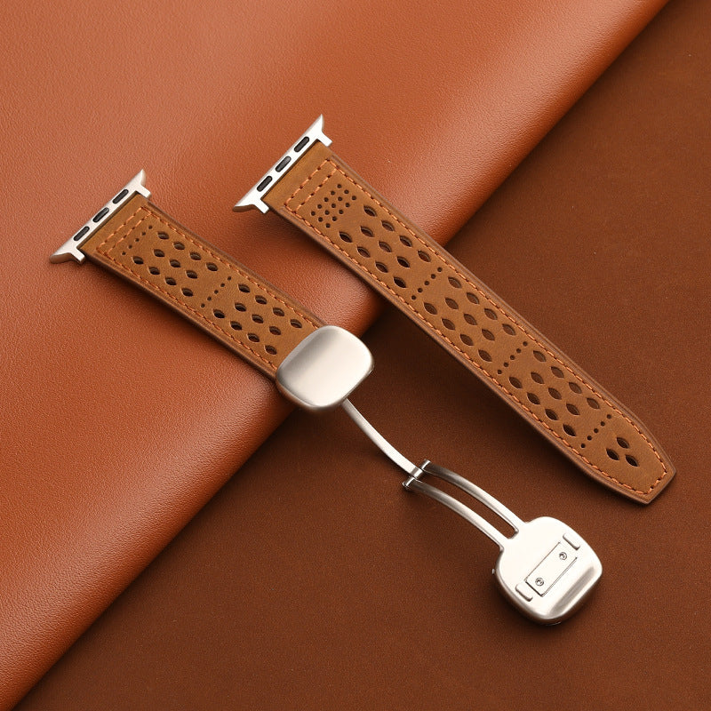Breathable Leathe Magnetic Band For Apple Watch